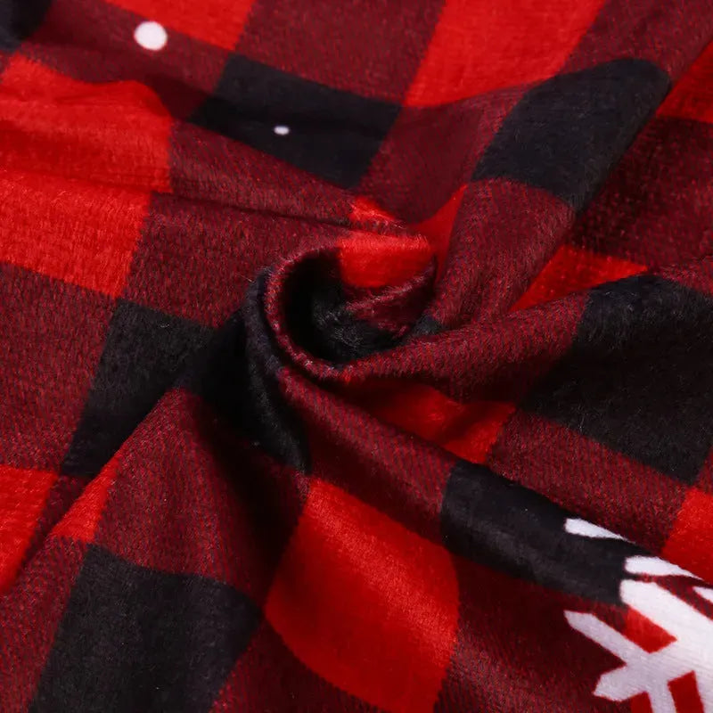 Decoration Red And Black Plaid 119cm Letter Elk Christmas-tree Skirt - Bellarte Enchanté Decoration Red And Black Plaid 119cm Letter Elk Christmas-tree Skirt